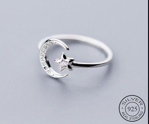 Moon and star ring