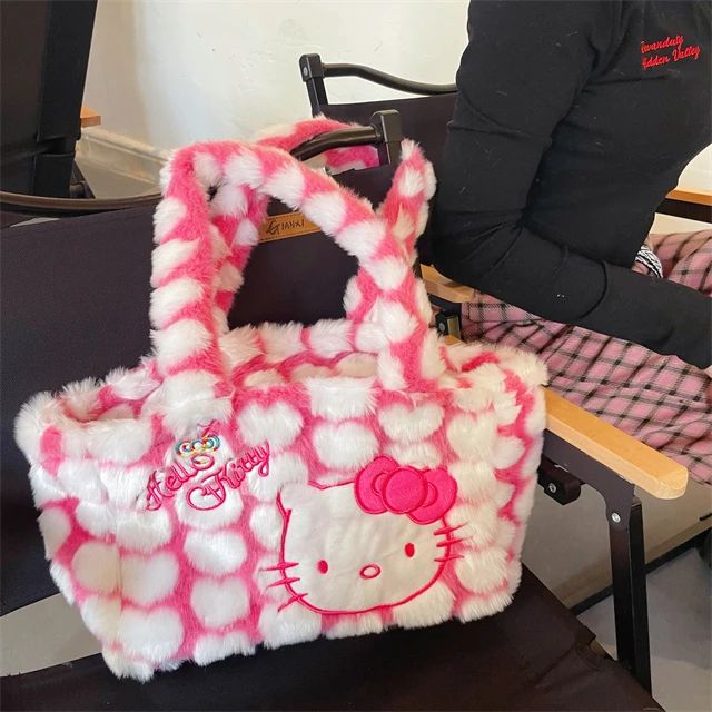 Hello kitty fuzzy hand bag