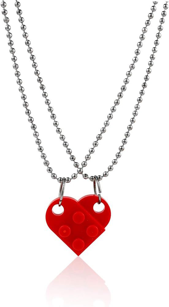 Red Lego Heart Necklace