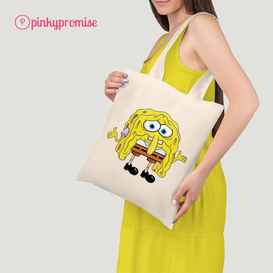 Sad Spongebob tote bag