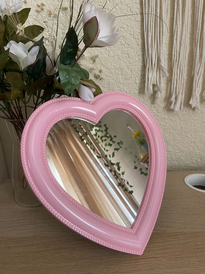 pink heart mirror