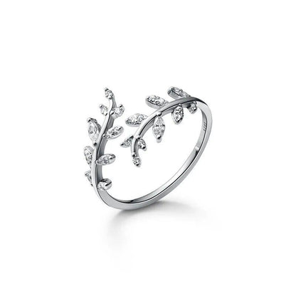 Olive leaf branch ring