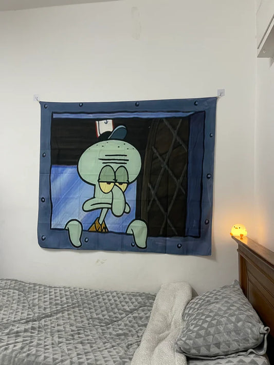 Spongebob squidward room tapestry