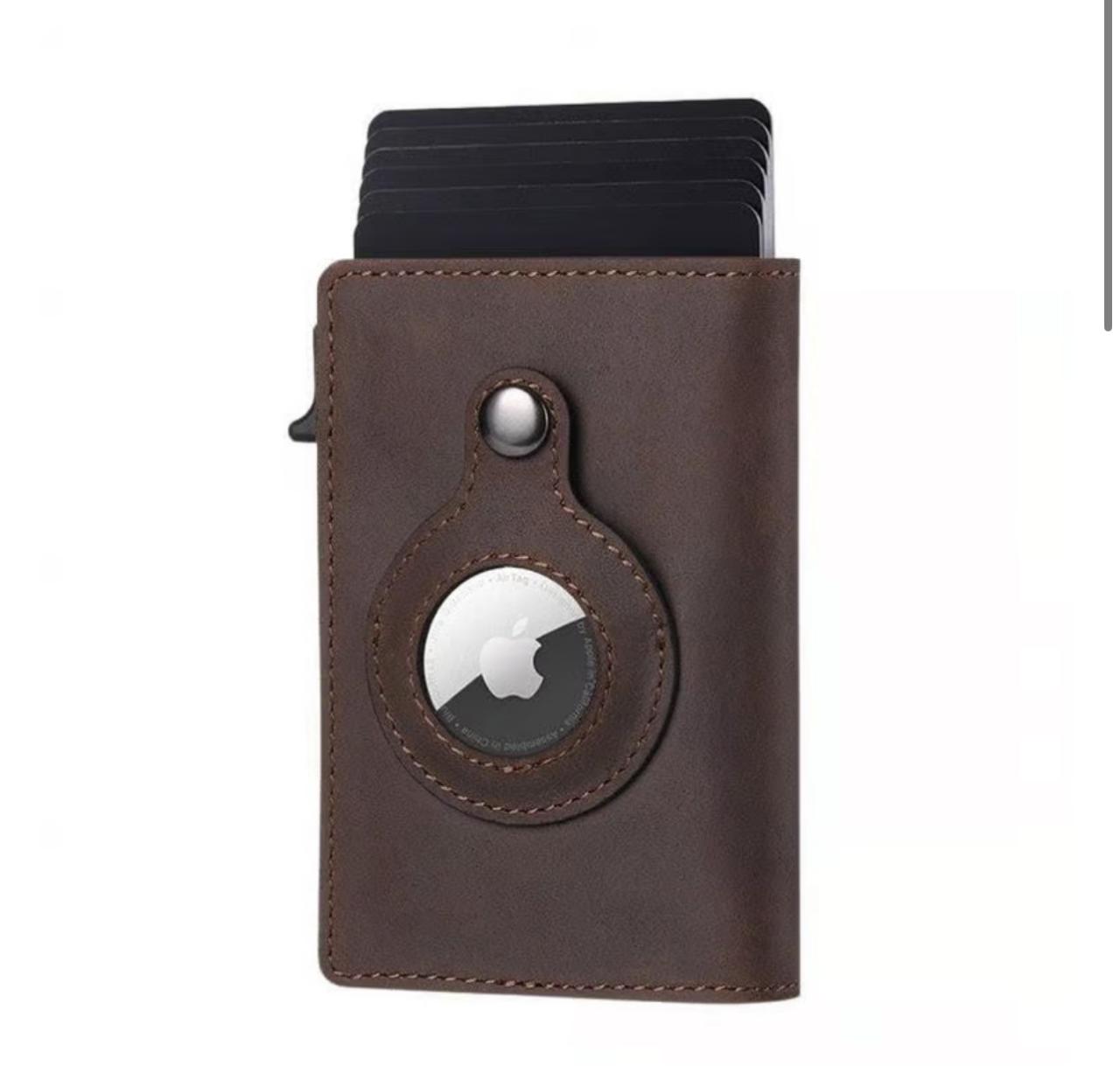 Leather wallet with airtag slot