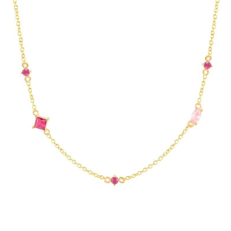 Pink minimalist chocker chain necklace