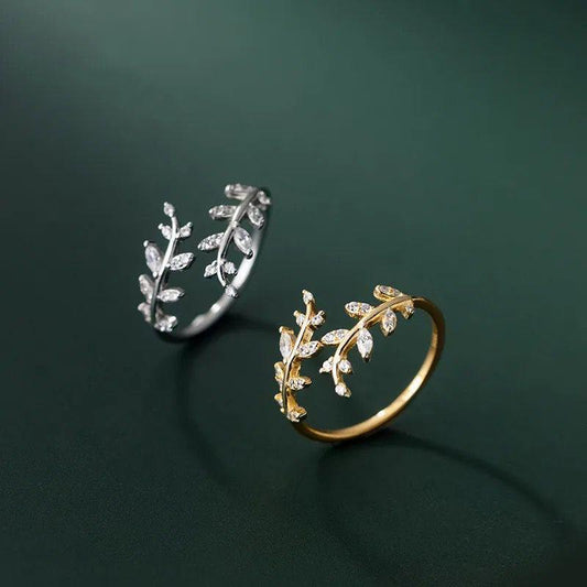 Olive leaf branch ring