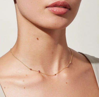 Pink minimalist chocker chain necklace