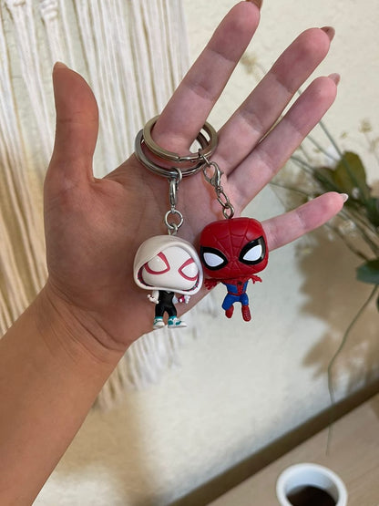 matching spider man and gwen funko keychains