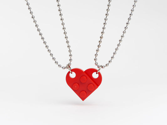 Red Lego Heart Necklace