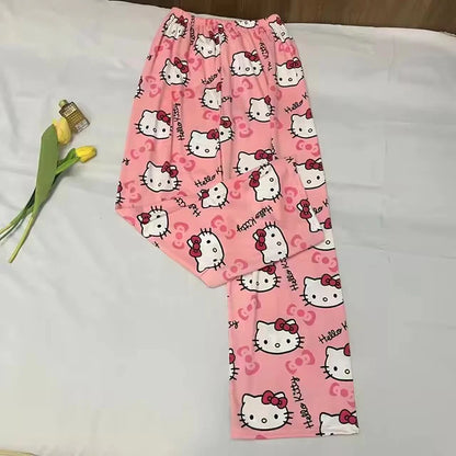 Pink hello kitty pajama pants (summer material)