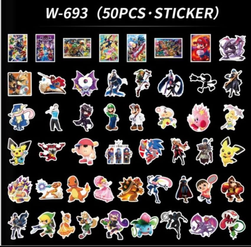 mixed stickers ( mario - kirby - pokemon)