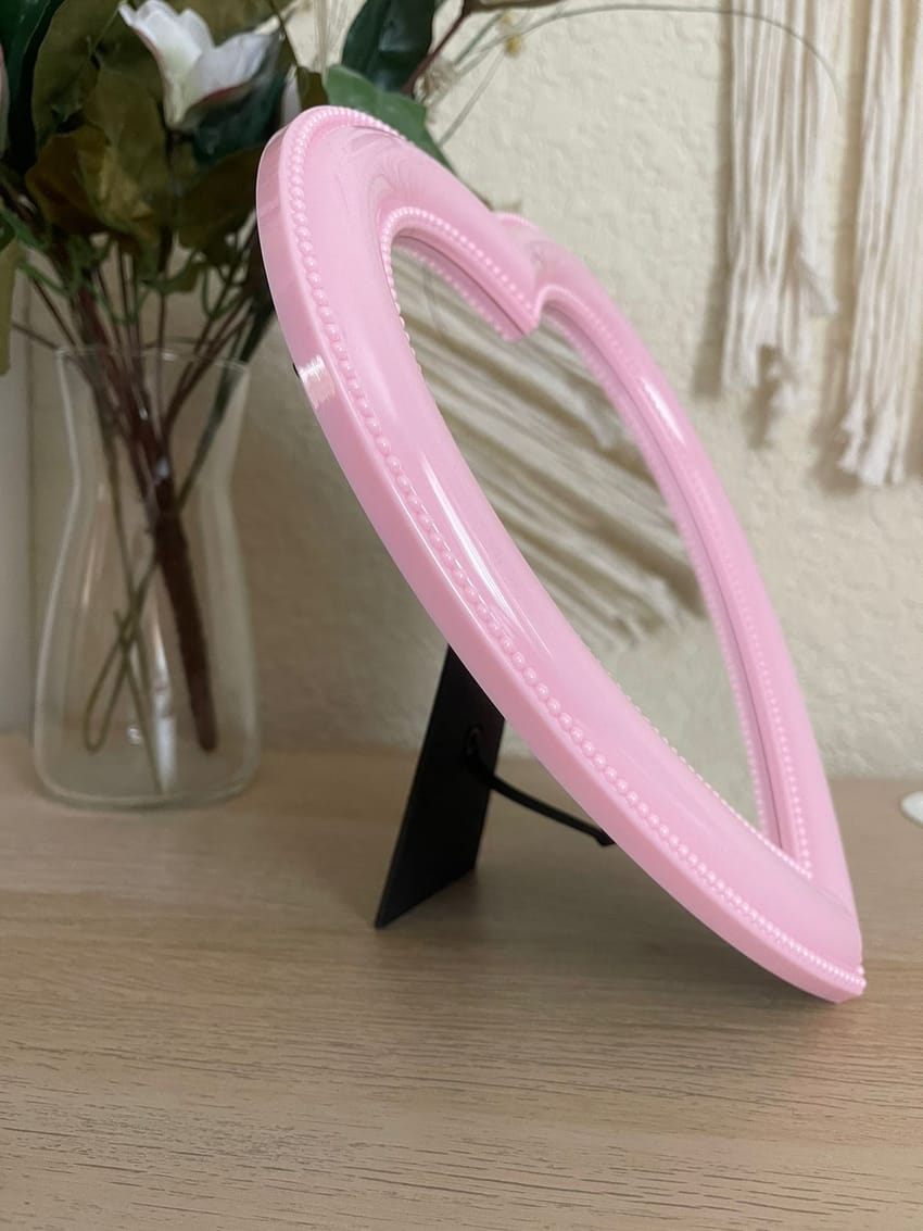 pink heart mirror