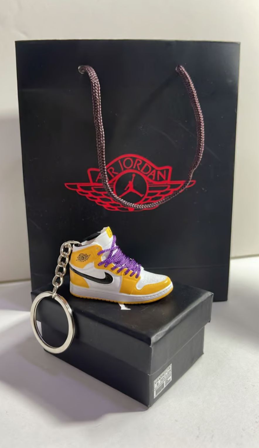 lakers mini nike shoe keychain