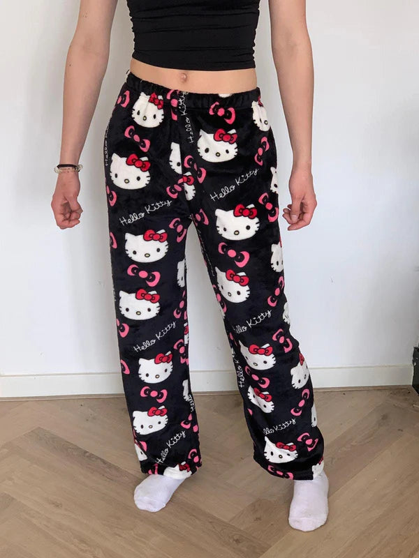 Black hello kitty pajama pants