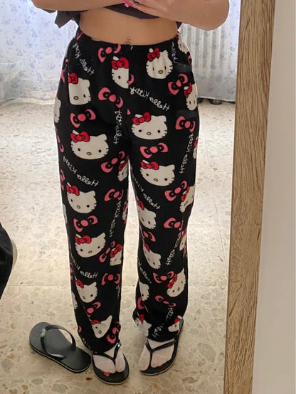 Black hello kitty pajama pants