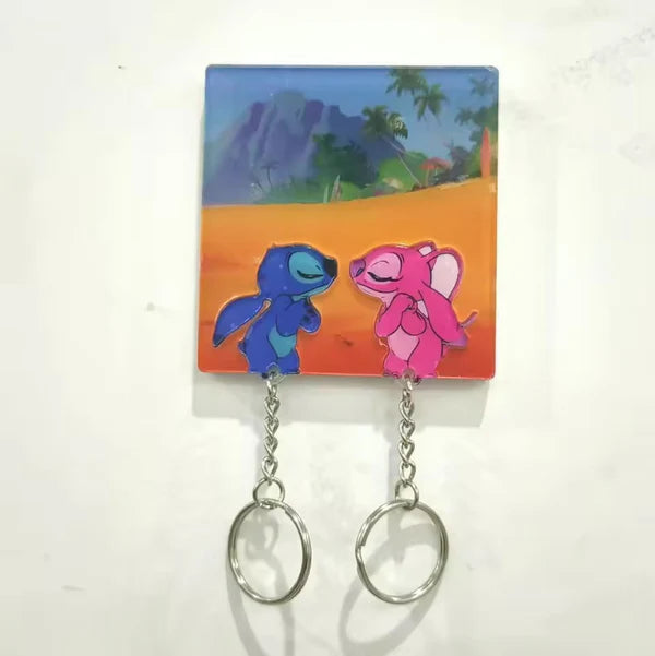 Stitch and angel keychain holder