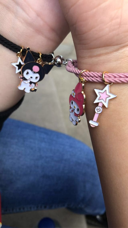 kuromi and melody matching magnetic bracelets