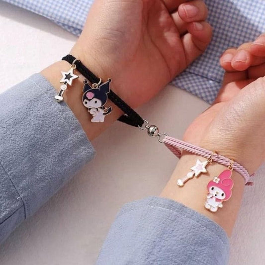 kuromi and melody matching magnetic bracelets