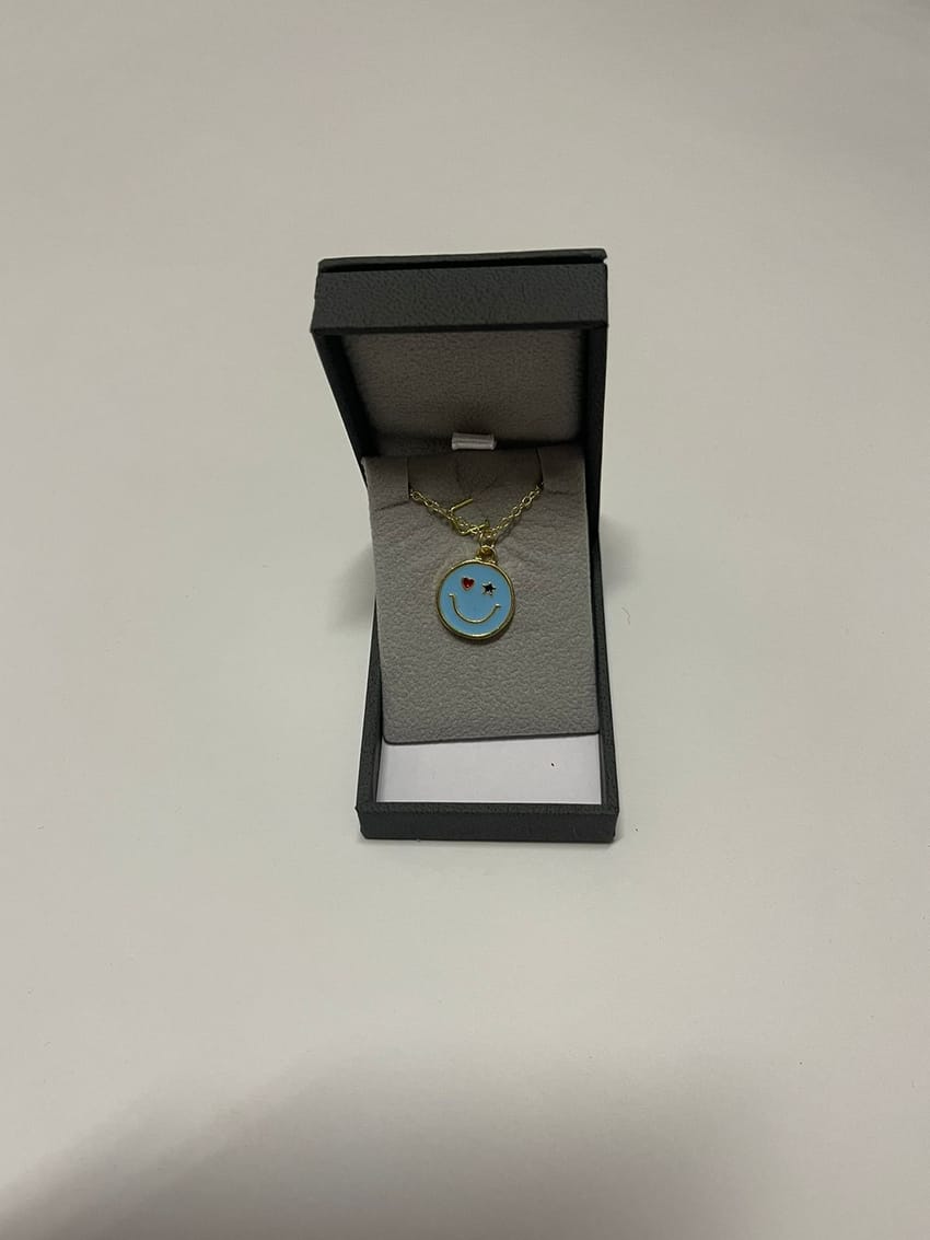 Blue face plated necklace