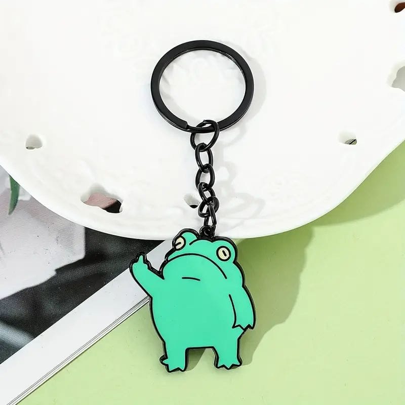 Flipping off Frog keychain