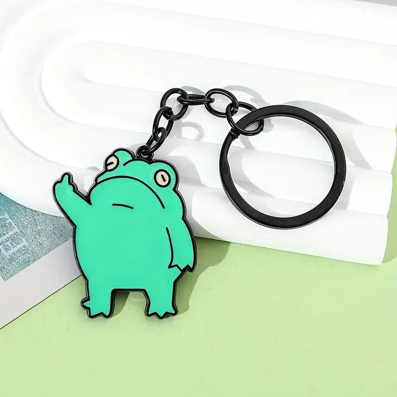 Flipping off Frog keychain