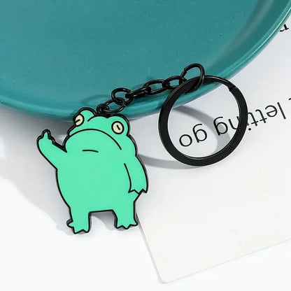 Flipping off Frog keychain