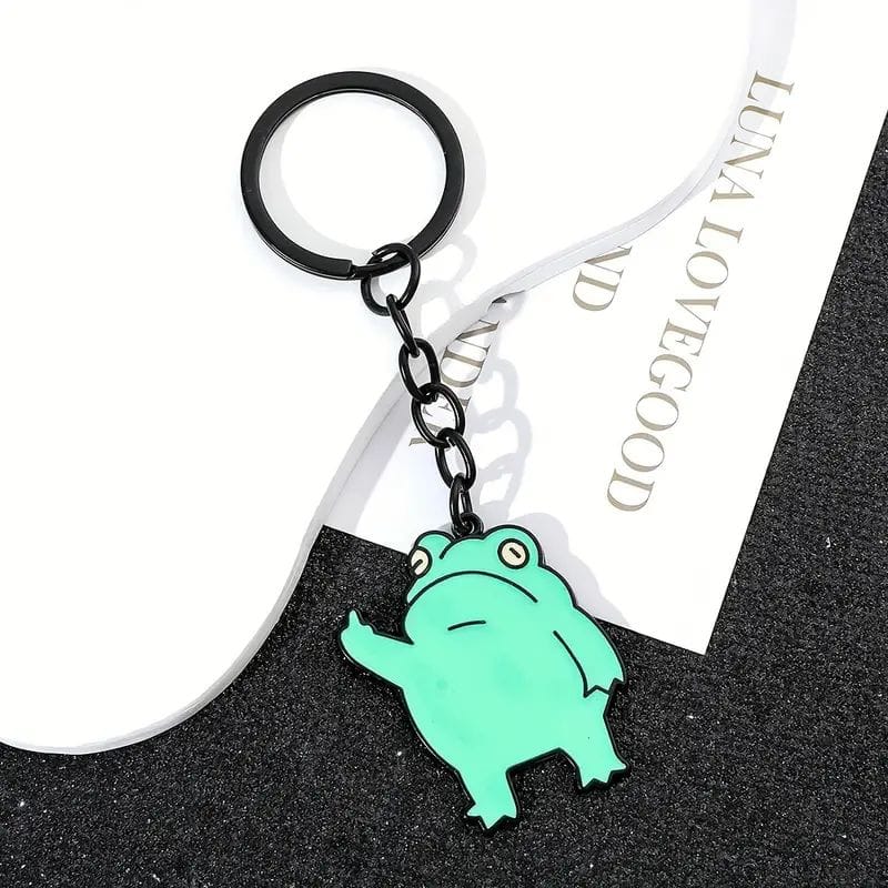 Flipping off Frog keychain