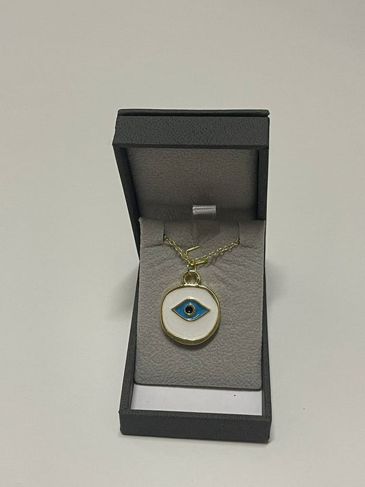 eye inside circle plated necklace