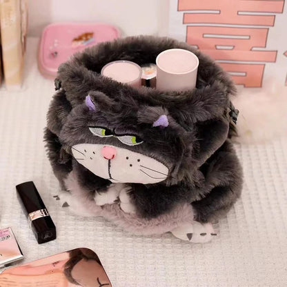 Cinderella Lucifer cat side eye plush make up bag