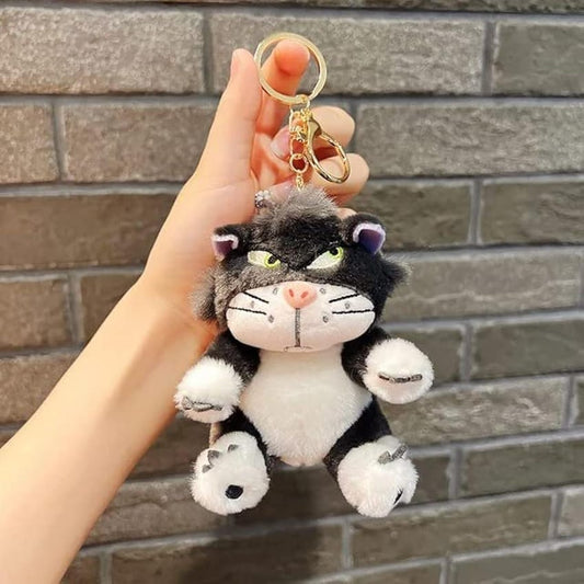 Cinderella lucifer angry cat plush keychain