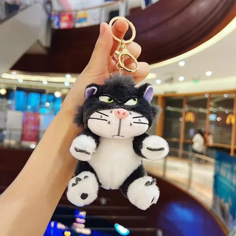 Cinderella lucifer angry cat plush keychain