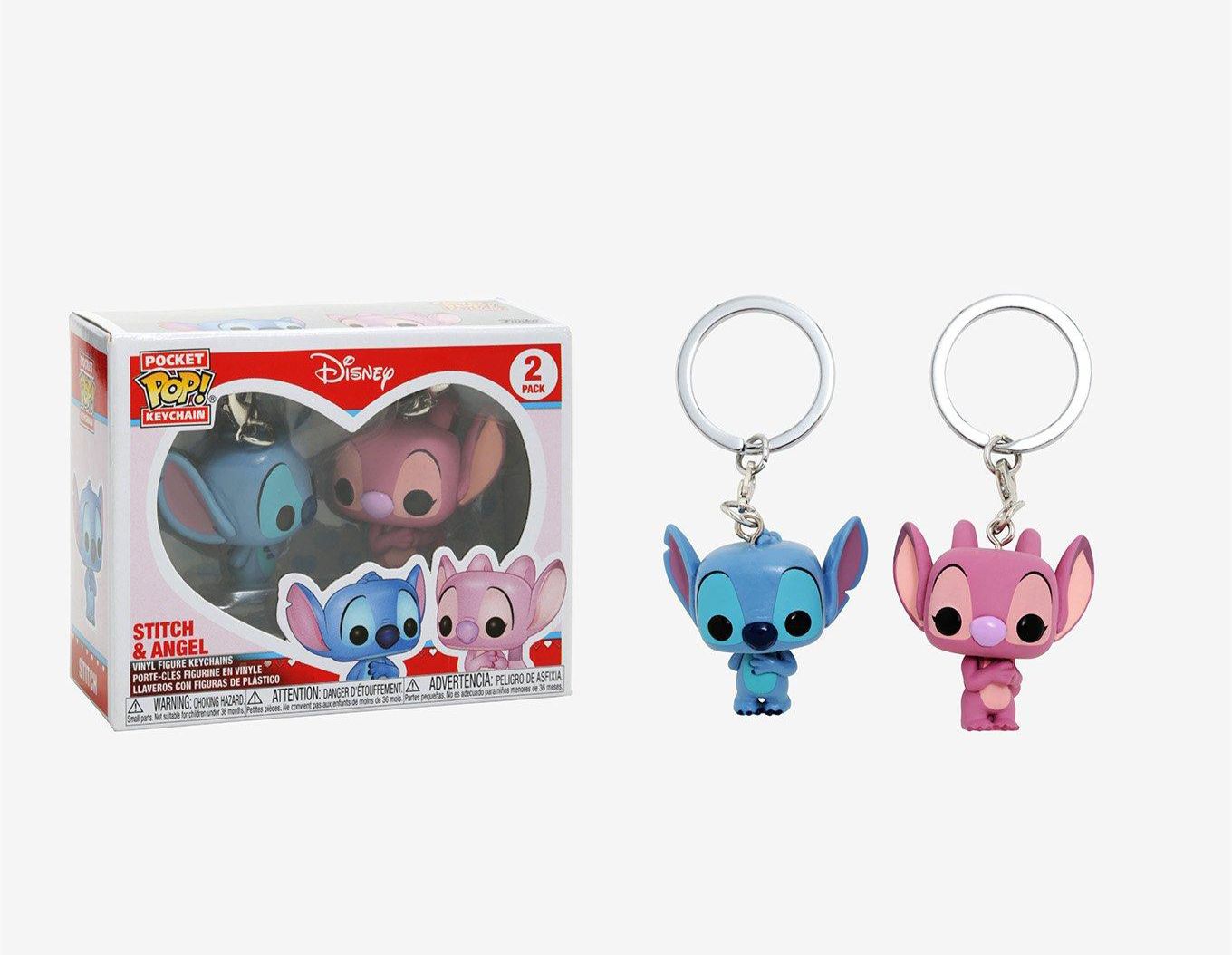 Stitch and angel matching funko keychains