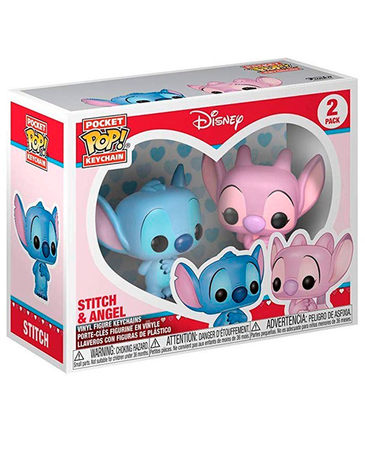 Stitch and angel matching funko keychains