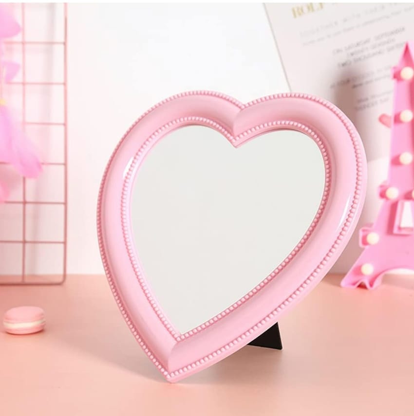 pink heart mirror